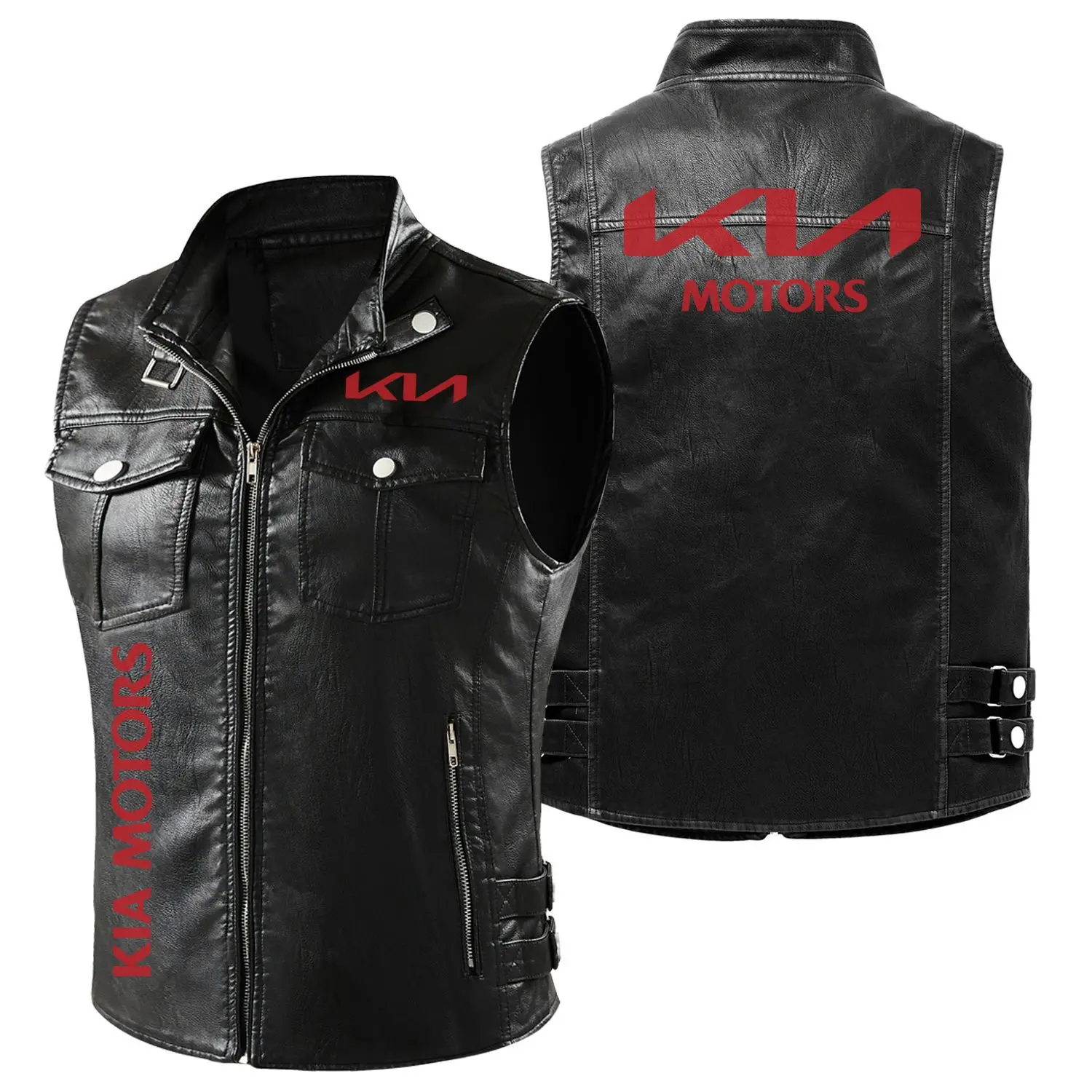 2023 KIA Car Logo Jacket Motorcycle Men Leather Vest Fashion Sleeveless Racing Car Biker Jacket Four Seasons Punk Vest for Men
2023 KIA Car Logo Jacket Motorcycle Men Leather Vest Fashion Sleeveless Racing Car Biker Jacket Four Seasons Punk Vest for Men
