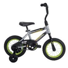 12 In. Rock It Boy Kids Bike, Silver Matte and Lime Mini Velo Pliant Popular
