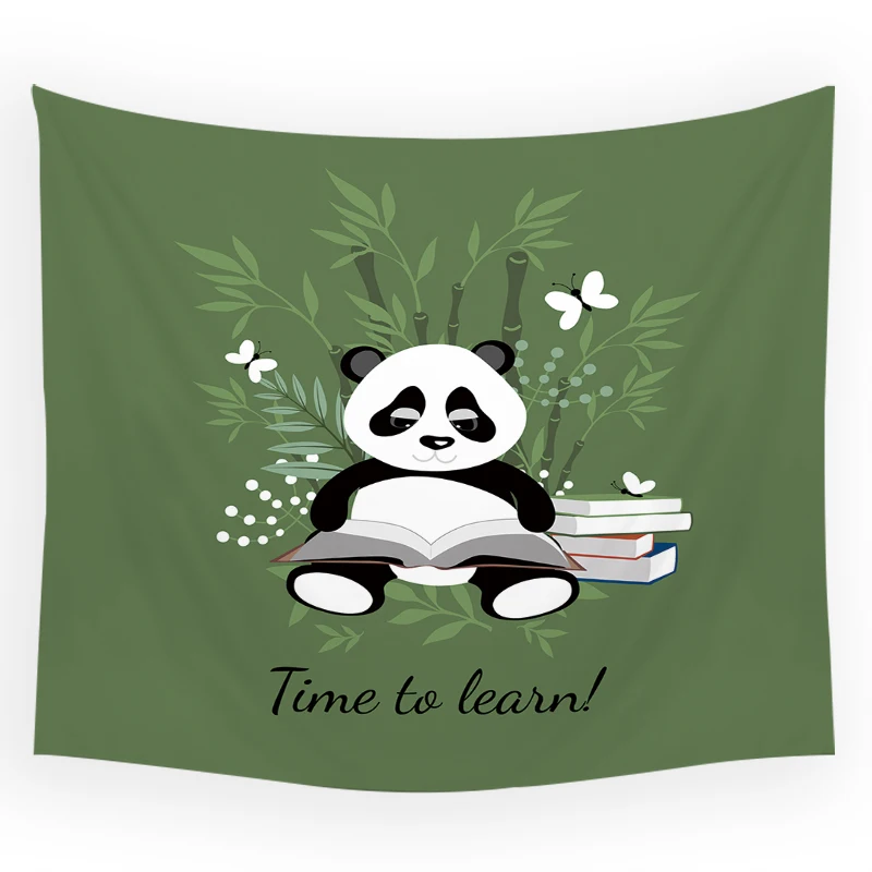 

Cute Panda Tapestry Design Wood Tapestry Green Bamboo Wall Hanging Living Room Robot Giraffe Decoration Home Decor Tapestries
