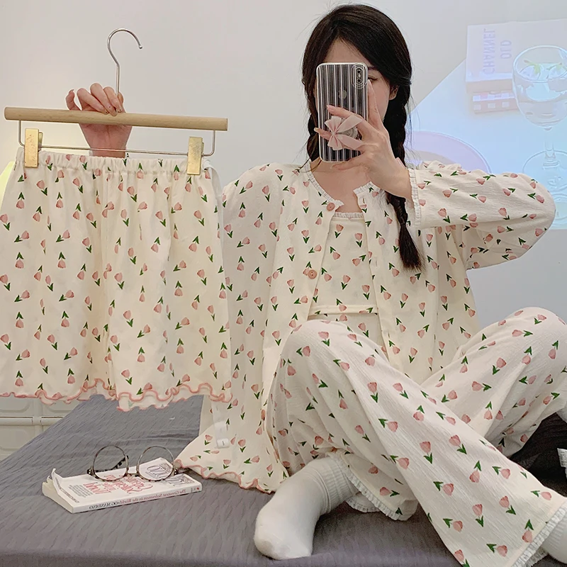Spring Summer Thin Printed Cotton Maternity Nursing Sleepwear Sets 4PCS Suits Feeding Pajamas Pregnancy Sleep Home Lounge Wear
Spring Summer Thin Printed Cotton Maternity Nursing Sleepwear Sets 4PCS Suits Feeding Pajamas Pregnancy Sleep Home Lounge Wear