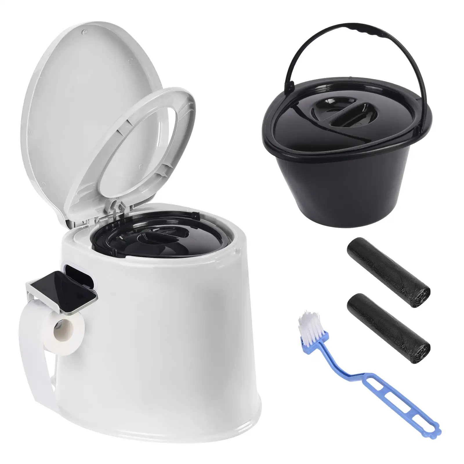 Portable Camping Toilet with Detachable Inner Bucket and Removable Toilet Paper Holder - White
Portable Camping Toilet with Detachable Inner Bucket and Removable Toilet Paper Holder - White