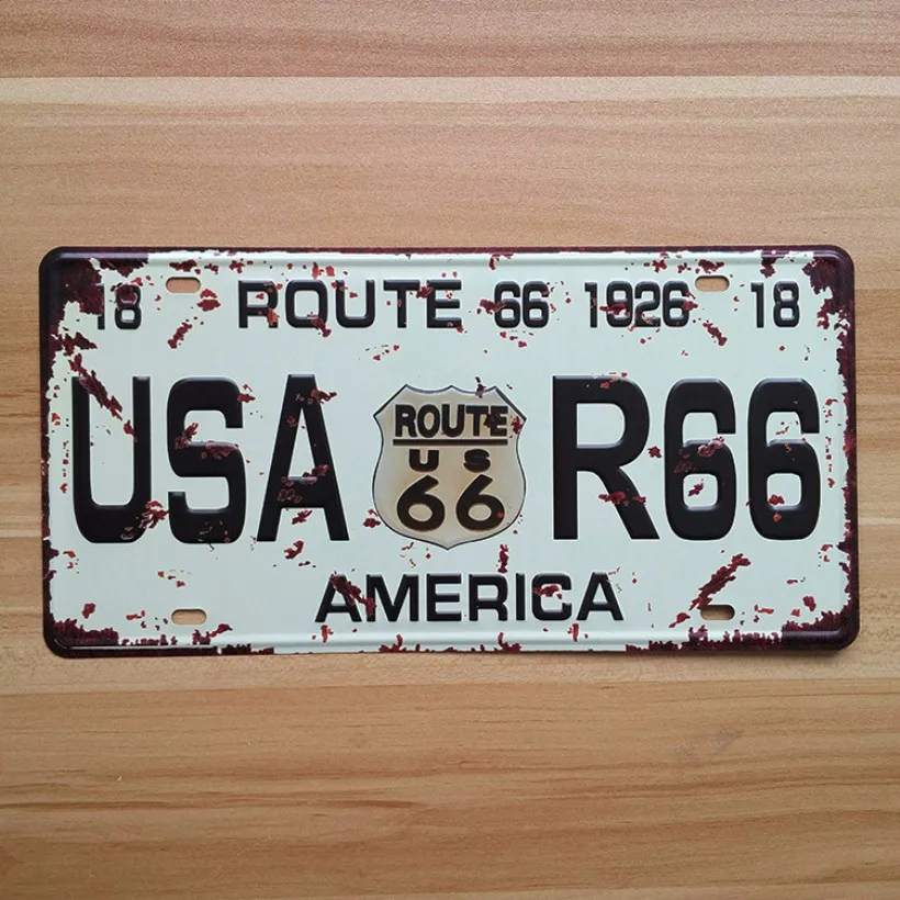 Retro license Car plates USA-R66 Route 66 America vintage metal tin signs garage painting plaque Sticker 
Retro license Car plates USA-R66 Route 66 America vintage metal tin signs garage painting plaque Sticker