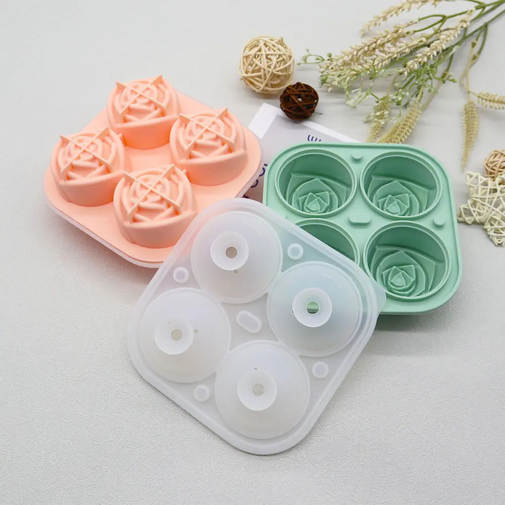Diy 4 Cavity Silicone Ice Cube Trays Whiskey Rose Ice Ball Maker Mold with Lid and Bint Kitchen Utensils Moldes De Silicona Par
Diy 4 Cavity Silicone Ice Cube Trays Whiskey Rose Ice Ball Maker Mold with Lid and Bint Kitchen Utensils Moldes De Silicona Par