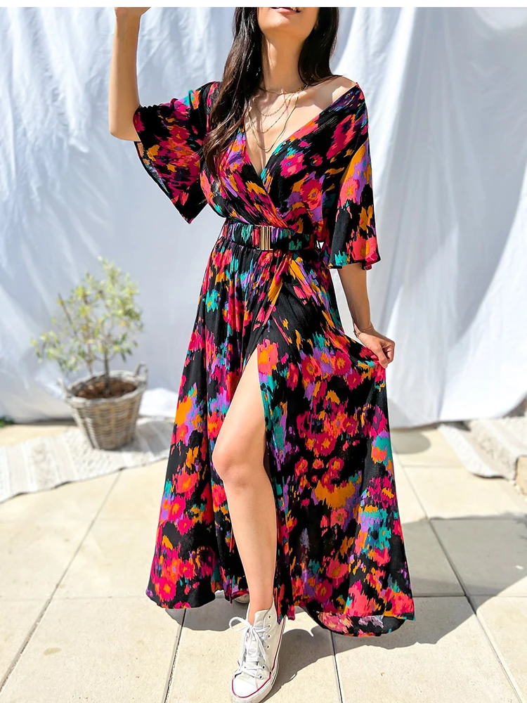 Summer Long Dress Sexy V-neck Fashion Women Holiday Clubwear Beach Party Dresses For Women Robe Femme Elegant Print Casual Dress
Summer Long Dress Sexy V-neck Fashion Women Holiday Clubwear Beach Party Dresses For Women Robe Femme Elegant Print Casual Dress