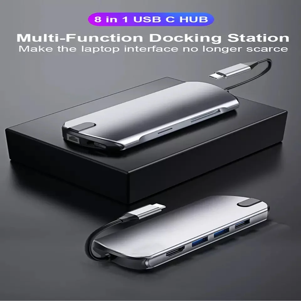 8-in-1 Type-C Hub 4K Docking Station Dual Hdmi RJ45 Gigabit (USB3.0*3+HDMI*1+SD*1+TF*1 +RJ45+PD*1) Lan Pd Laptop Docking Station 
8-in-1 Type-C Hub 4K Docking Station Dual Hdmi RJ45 Gigabit (USB3.0*3+HDMI*1+SD*1+TF*1 +RJ45+PD*1) Lan Pd Laptop Docking Station