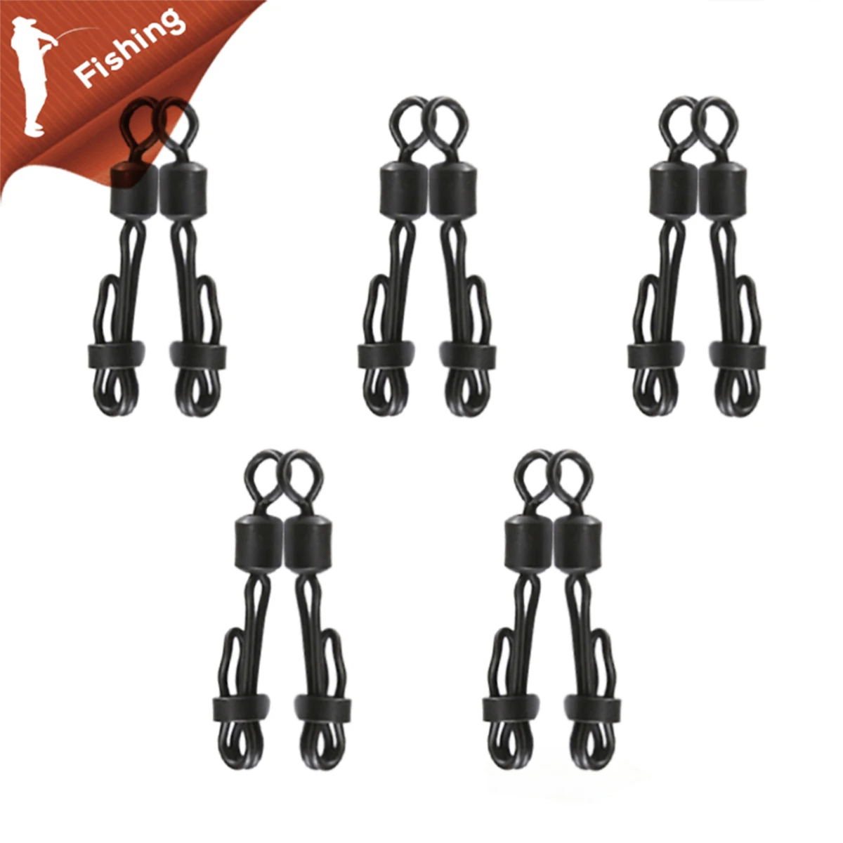 

10pcs/20pcs Carp Fishing Accessories Quick Change Swivel with Clam Lock Clip Rolling Ring Connector Terminal Tackle