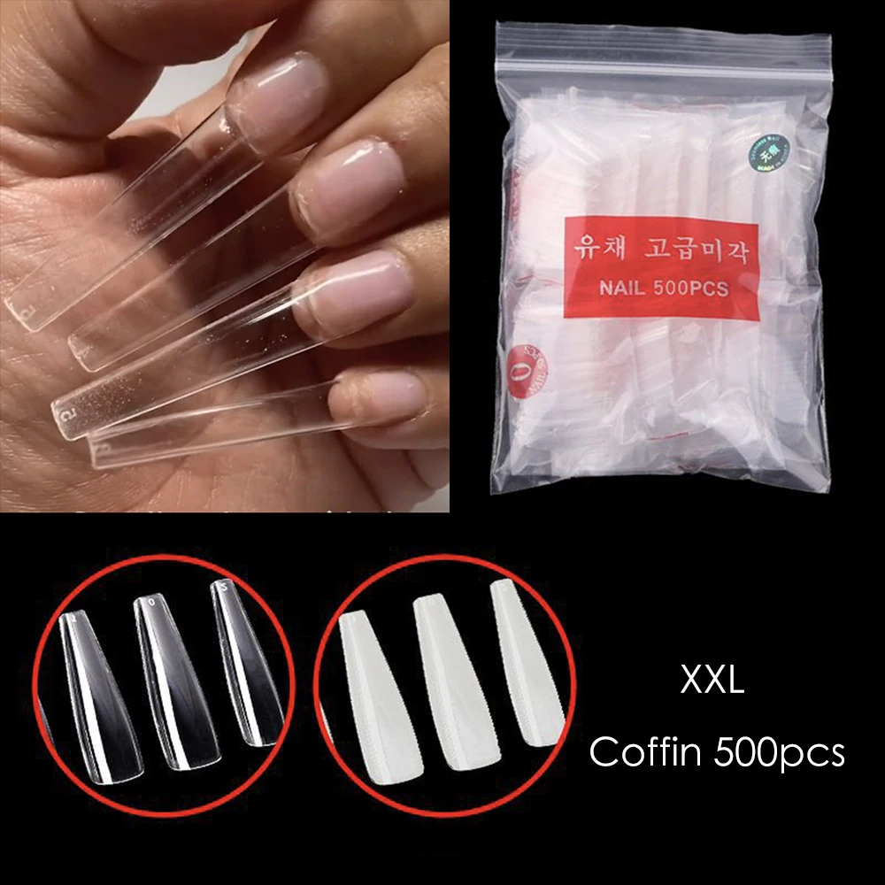500pcs Full Cover Nail Tips Extra Long Coffin False Nails XXL Clear/natural Fake Nails Press on Nail Supplies for Professionals
500pcs Full Cover Nail Tips Extra Long Coffin False Nails XXL Clear/natural Fake Nails Press on Nail Supplies for Professionals