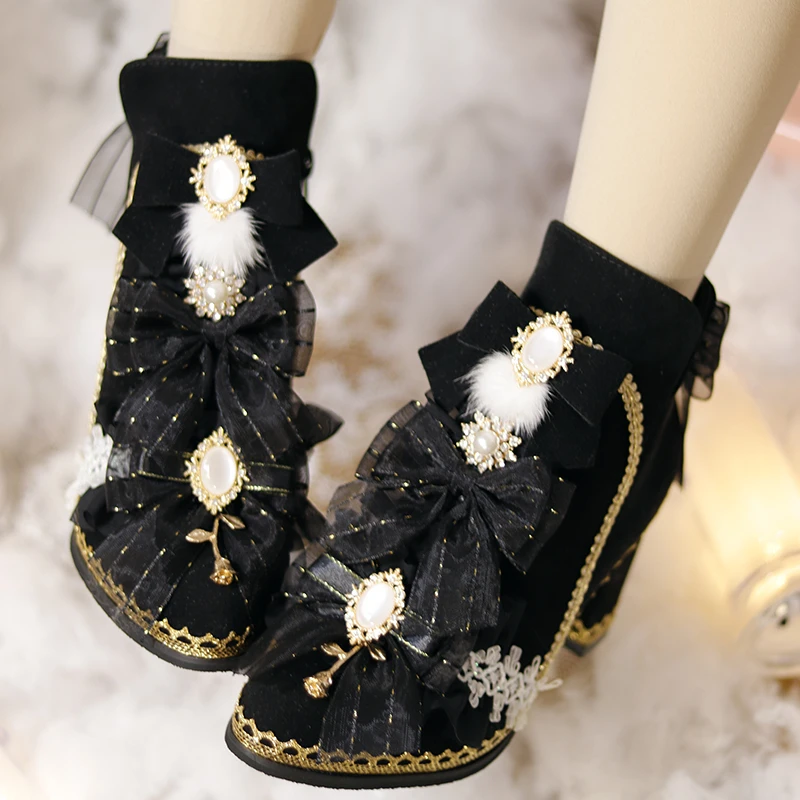 Ботильоны Sweet Lolita Женские винтажные милые ботинки для косплея праздничная
