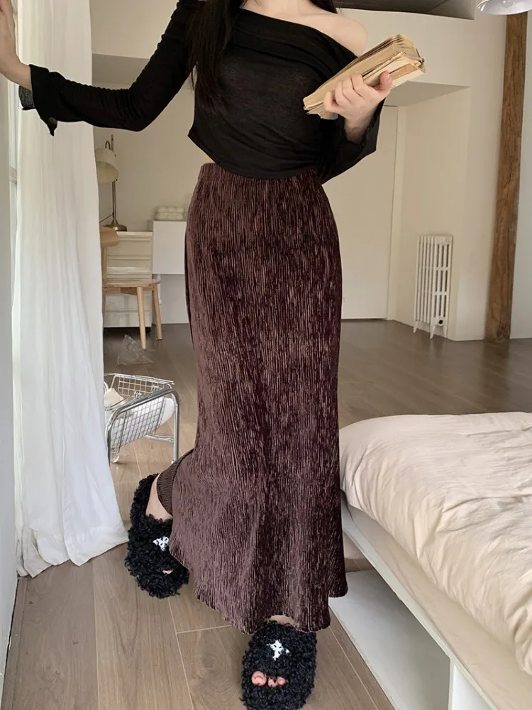 

Женская юбка-годе с юбкой-годе SML, длинная юбка-годе, юбка средней длины в тонкую полоску, длинная юбка-годе, модель L7129