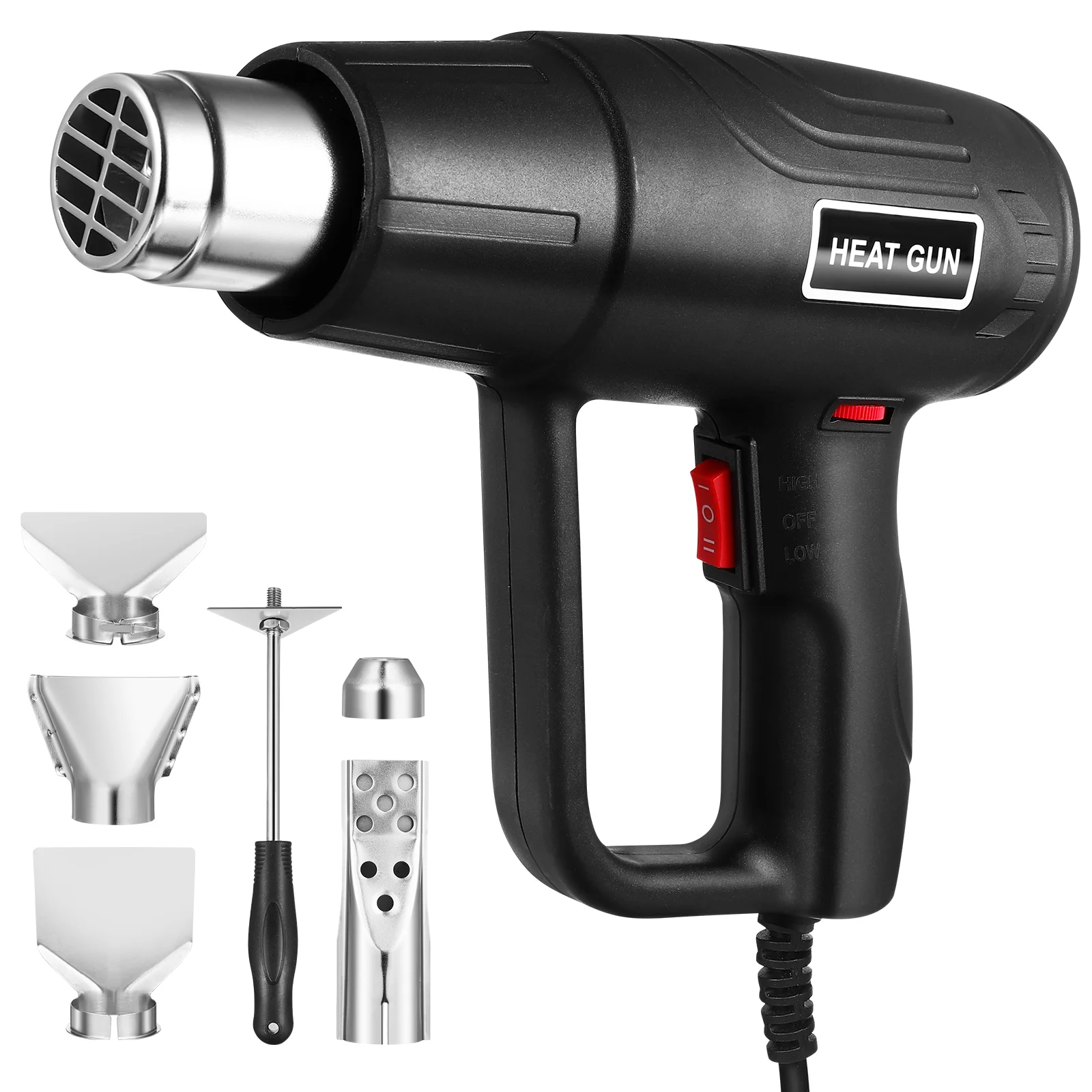 

1500 W Heat Gun Corded Hot Air Blower Tool Heater Industrial Abs With Nozzles Handheld Tools