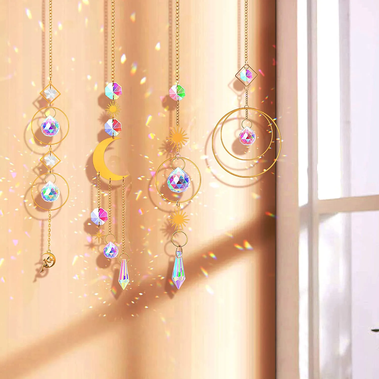 Sun Catcher Stained Glass Light Crystal Prism Catcher Home Garden Decoration And Terraces Hanging Windchimes Outdoor Pendant
Sun Catcher Stained Glass Light Crystal Prism Catcher Home Garden Decoration And Terraces Hanging Windchimes Outdoor Pendant