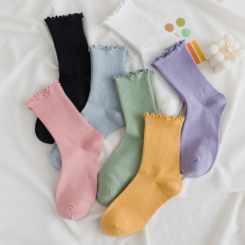 652F Women Autumn Ribbed Cotton Crew Socks Solid Candy Color Agaric Ruffled Hosiery 
652F Women Autumn Ribbed Cotton Crew Socks Solid Candy Color Agaric Ruffled Hosiery