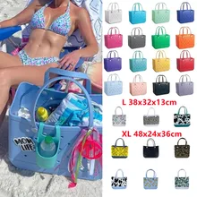 Extra Large Boggs Beach Bag Summer EVA Beach Basket Women Picnic Tote Bag Holes Waterproof Handbag Pouch Shopping Shoulder Bag