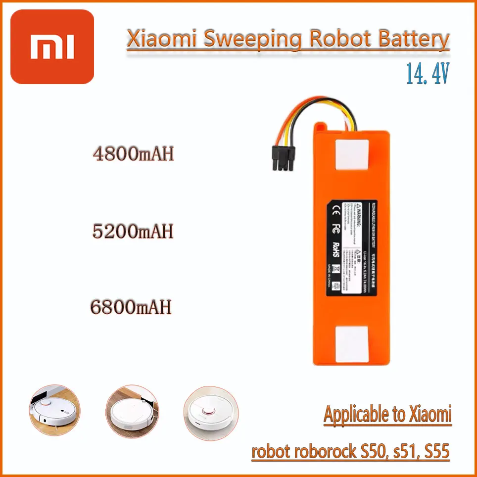 14.4V 5200mAh lithium ion battery Robot Cleaner Replacement Battery (applicable to Xiaomi robot roborock S50, s51, S55)
14.4V 5200mAh lithium ion battery Robot Cleaner Replacement Battery (applicable to Xiaomi robot roborock S50, s51, S55)