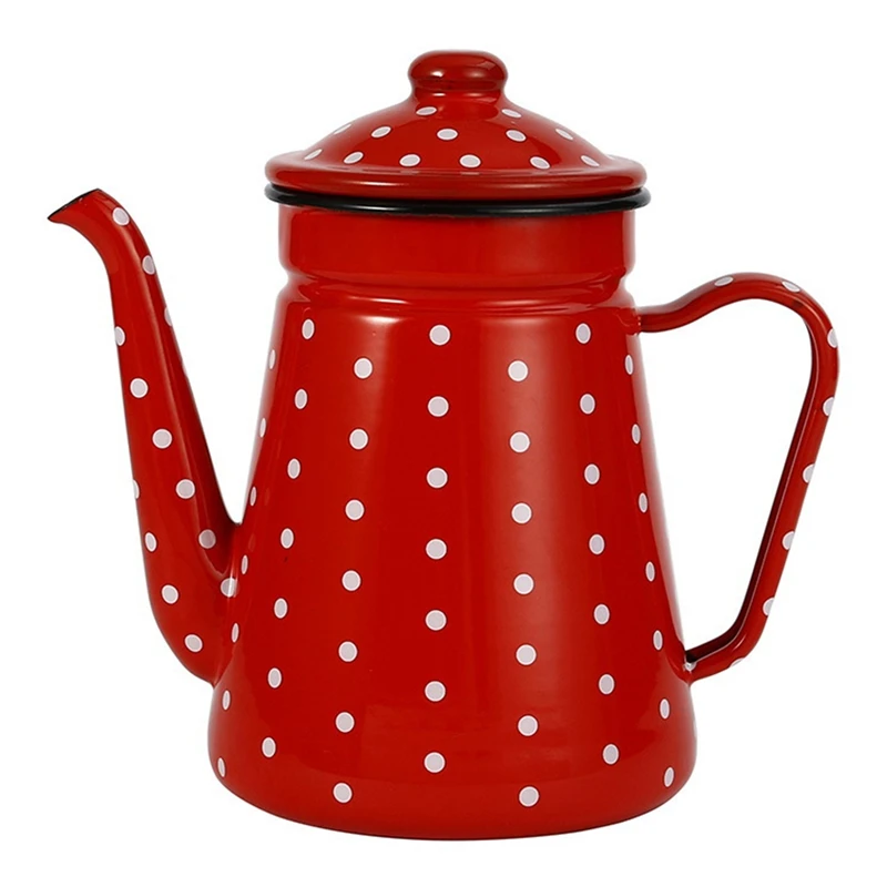 

1.2L Enamel Coffee Pot Pour Over Milk Water Jug Pitcher Barista Teapot Kettle For Gas Stove And Induction Cooker