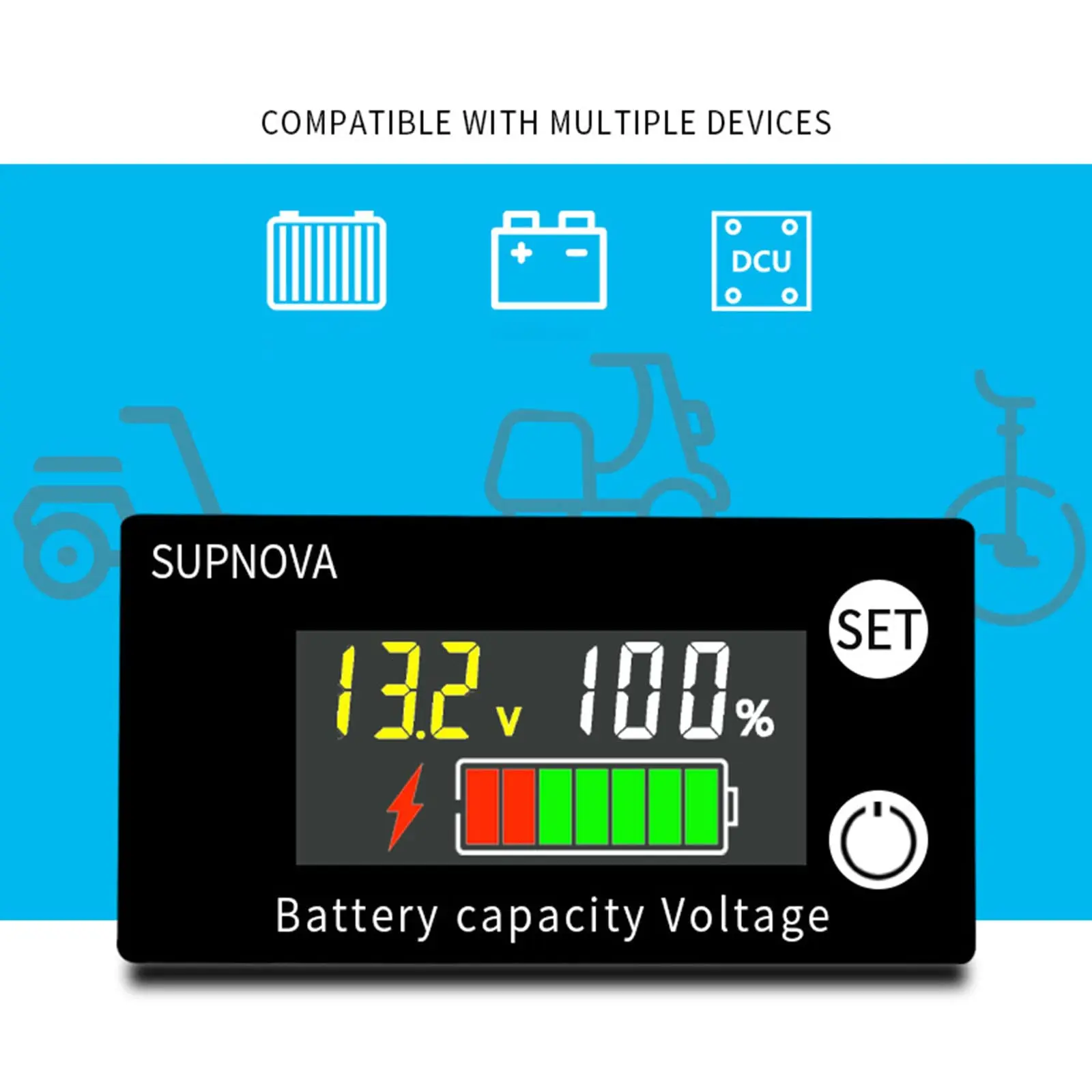 Digital Battery Capacity Tester DC 8V-100V Lead Acid Lithium LiFePO4 Car Motorcycle Voltmeter Voltage Gauge Indicator 
Digital Battery Capacity Tester DC 8V-100V Lead Acid Lithium LiFePO4 Car Motorcycle Voltmeter Voltage Gauge Indicator