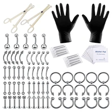 Body Piercing Tool Kit Disposable Professional Body Self Piercing Kits Clamp Gloves Tools Eye Ear Lip Tongue Nose Navel Piercing