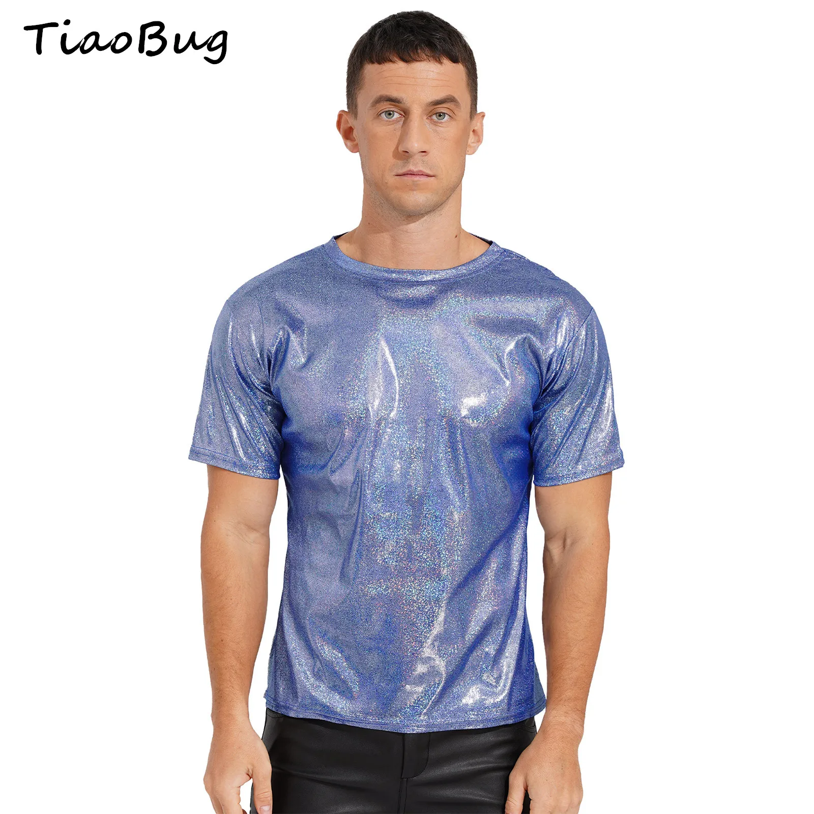 Mens Fashion Shiny Short Sleeve T-shirt Casual Sparkling Round Neck Tops Rave Party Clubwear
Mens Fashion Shiny Short Sleeve T-shirt Casual Sparkling Round Neck Tops Rave Party Clubwear