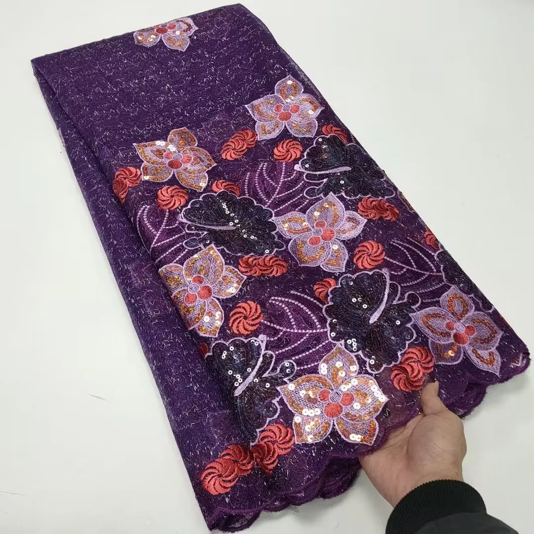 African Sequins Lace Fabric 2023 Purple High Quality Lace 5 Yards French Embroidery Tulle Fabric For Women Wedding Dresses
African Sequins Lace Fabric 2023 Purple High Quality Lace 5 Yards French Embroidery Tulle Fabric For Women Wedding Dresses