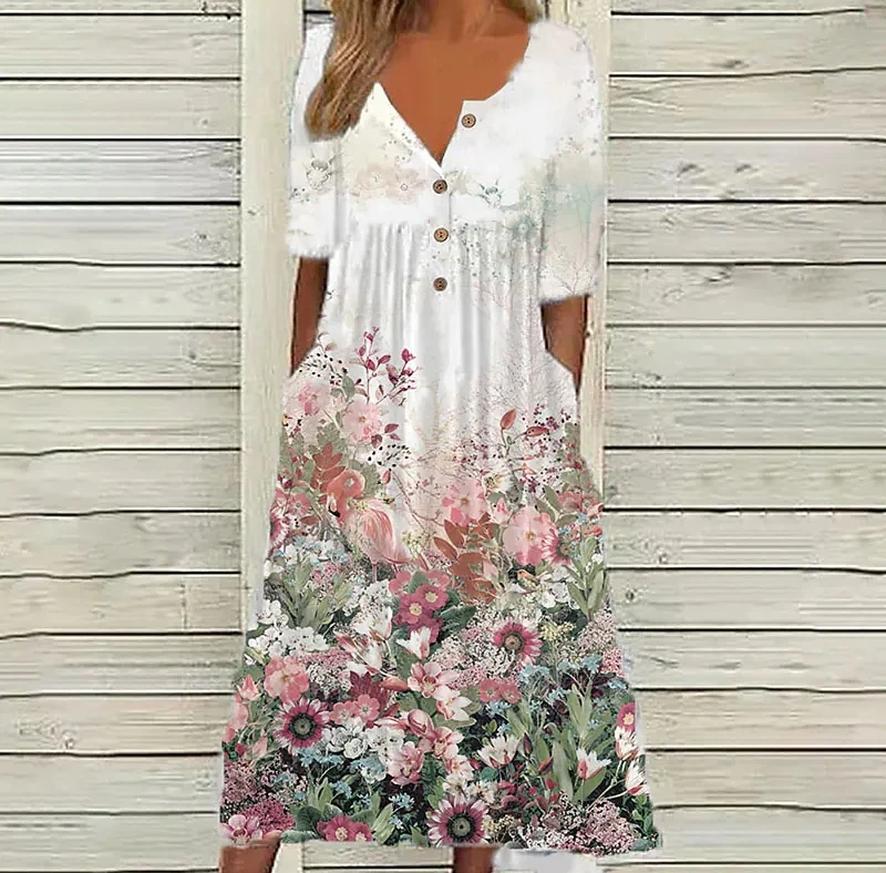 Retro 2022 Women A Line Dress Short Sleeve V Neck Boho Long Dress Casual Floral Pocket Print Loose Robe Summer Elegant Vestidos
Retro 2022 Women A Line Dress Short Sleeve V Neck Boho Long Dress Casual Floral Pocket Print Loose Robe Summer Elegant Vestidos