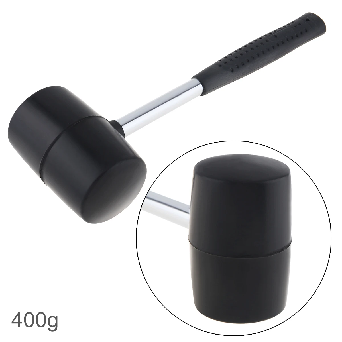 400g Non-elastic Black Rubber Hammer Tile hammer with Round Head and Non-slip Handle DIY Hand Tools
400g Non-elastic Black Rubber Hammer Tile hammer with Round Head and Non-slip Handle DIY Hand Tools