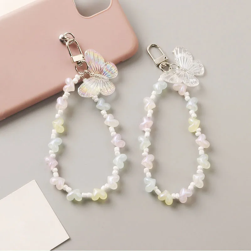 New Mobile Phone Lanyard Transparent Butterfly Beaded Pendant Keychain Colorful Heart Chain Case Girl Bag Keyring Jewelry Gift
New Mobile Phone Lanyard Transparent Butterfly Beaded Pendant Keychain Colorful Heart Chain Case Girl Bag Keyring Jewelry Gift