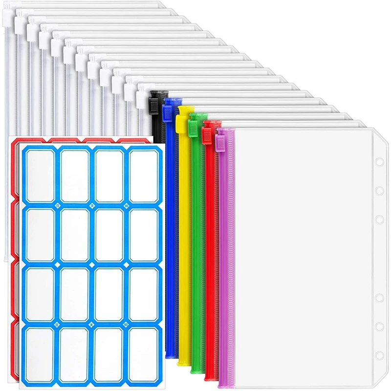 18 PCS A6 Binder Pockets 6-Ring A6 Zipper Pouch For Budget Binder, Waterproof Plastic Envelope Folders Pouch Bags
18 PCS A6 Binder Pockets 6-Ring A6 Zipper Pouch For Budget Binder, Waterproof Plastic Envelope Folders Pouch Bags