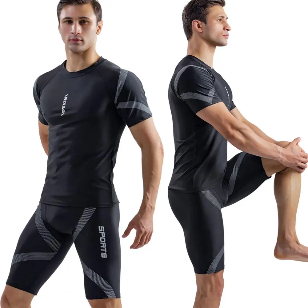 2Pcs/Set Fashion Men Swimsuit Breathable Male Swimwear Mid-rise Skinny Type T-shirt Swimming Shorts Set Wading
2Pcs/Set Fashion Men Swimsuit Breathable Male Swimwear Mid-rise Skinny Type T-shirt Swimming Shorts Set Wading