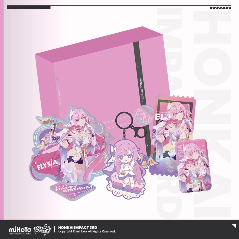 Anime Honkai Impact 3 Elysia Theme Cosplay Birthday Gift Box Stand Model Set Acrylic Pendant Keychain Badge Laser Ticket
Anime Honkai Impact 3 Elysia Theme Cosplay Birthday Gift Box Stand Model Set Acrylic Pendant Keychain Badge Laser Ticket
