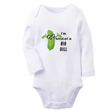 Cucumber bitter gourd Im Kind Of A Big Dill Cute Baby Rompers Baby Boys Girls Fun Print Bodysuit Infant Long Sleeves Jumpsuit