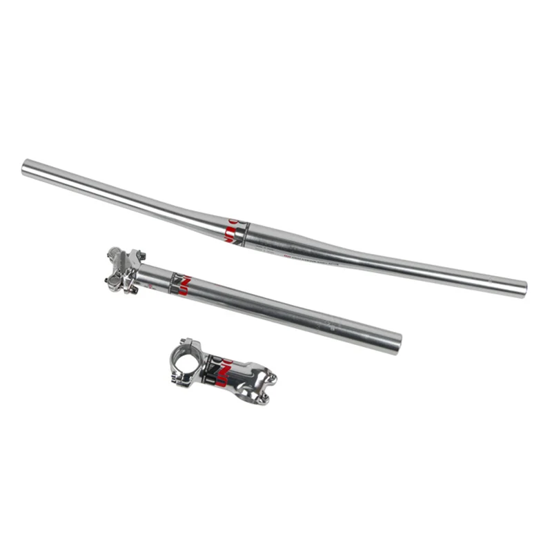 Red Logo Three Piece Set UNO Aluminium Alloy Mountain Bike Handlebar 7/17 Degree Stem Bicycle Silver Seat Post
Red Logo Three Piece Set UNO Aluminium Alloy Mountain Bike Handlebar 7/17 Degree Stem Bicycle Silver Seat Post