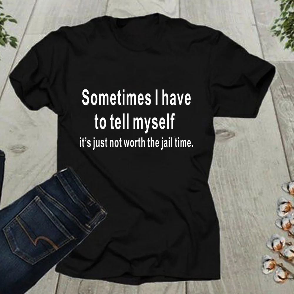 Ladies summer short sleeve top printed text T-shirt, sometimes I have to tell myself casual minimalist summer clothes
Ladies summer short sleeve top printed text T-shirt, sometimes I have to tell myself casual minimalist summer clothes