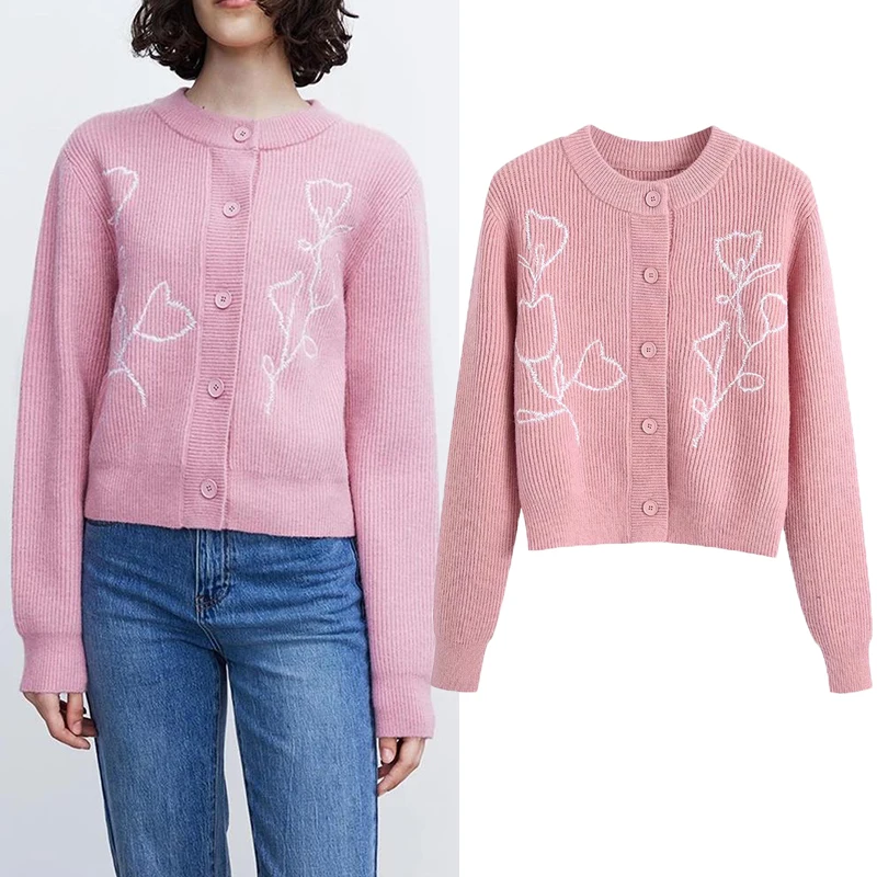 2022 New Women Sweater Cardigan Fashion Chic Youth Pink O-neck Slim Flower Women Sweater Elegant Street Youth Student Sweater
2022 New Women Sweater Cardigan Fashion Chic Youth Pink O-neck Slim Flower Women Sweater Elegant Street Youth Student Sweater