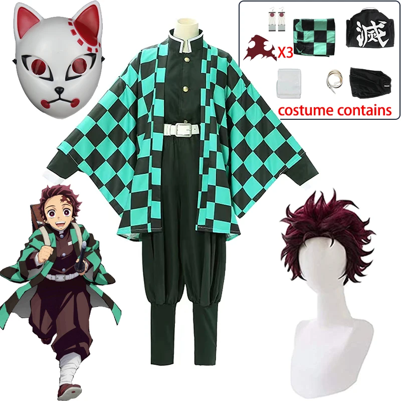 Tanjirou Kamado Cosplay Anime Demon Slayer Kimetsu No Yaiba Cosplay Costume Uniform Haori Kimono Wig Suit Halloween Adult Child 
Tanjirou Kamado Cosplay Anime Demon Slayer Kimetsu No Yaiba Cosplay Costume Uniform Haori Kimono Wig Suit Halloween Adult Child