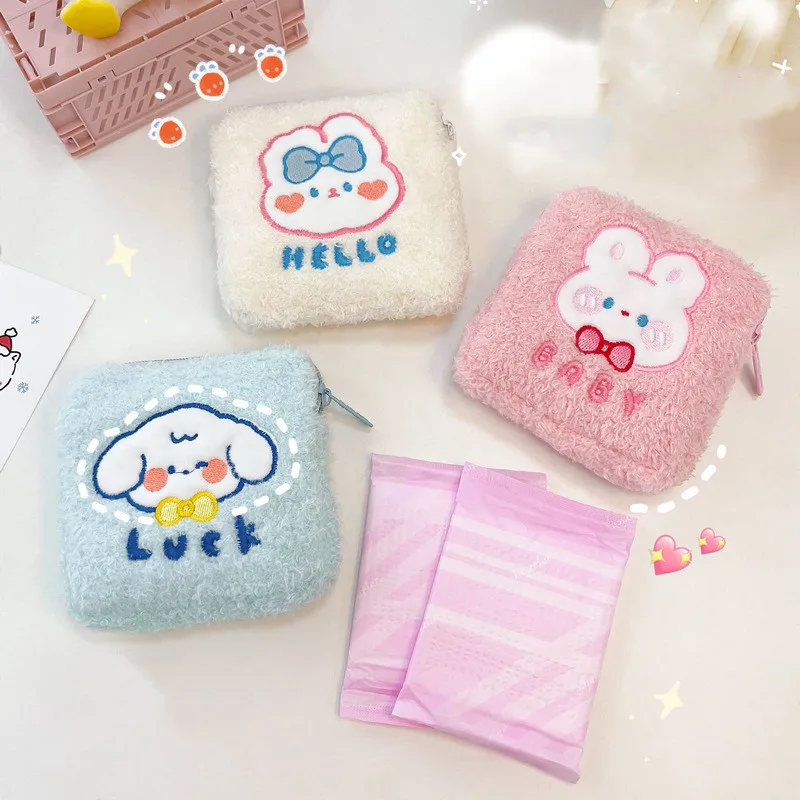 

Cartoon Sanitary Napkin Towels Cosmetic Bag Travel Mini Makeup Bags Korean Style Small Money Card Lipstick Earphone Storage Bag