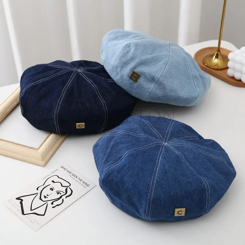 Denim Berets Hat Retro Casual Spring and Summer Shade Painter Cap Korean Alphabet Blue Beret Women's Hats LUXXETON
Denim Berets Hat Retro Casual Spring and Summer Shade Painter Cap Korean Alphabet Blue Beret Women's Hats LUXXETON
