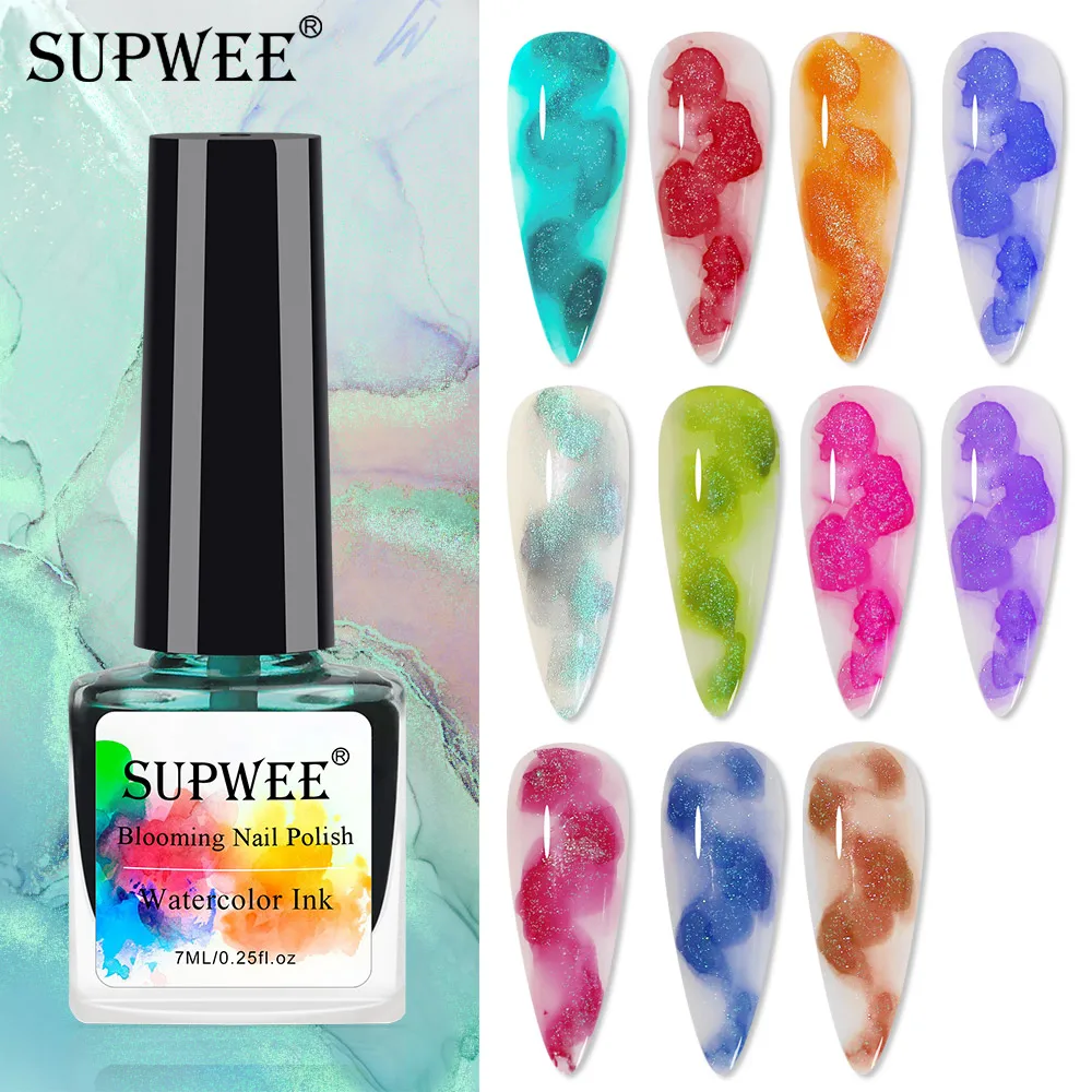 SUPWEE 12 Colors Glitter Blooming Gel Nail Polish Watercolor Ink 7ml Pearlescent Gel Semi-permanent Soak Off UV/LED Gel Varnish
SUPWEE 12 Colors Glitter Blooming Gel Nail Polish Watercolor Ink 7ml Pearlescent Gel Semi-permanent Soak Off UV/LED Gel Varnish