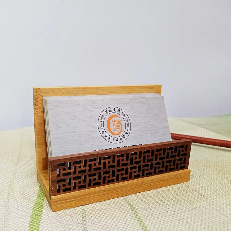 

Коробка для визиток, логотип из бамбука, деревянный Рабочий стол, офисная подарочная коробка в китайском ретро стиле для клиентов, креативный бизнес-подарок