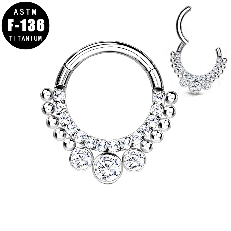 ASTM F136 Titanium Ear Cartilage Tragus Piercing Nose Ring Hoop CZ Paved Front Septum Clicker Helix Lip Earring Piercing Jewelry
ASTM F136 Titanium Ear Cartilage Tragus Piercing Nose Ring Hoop CZ Paved Front Septum Clicker Helix Lip Earring Piercing Jewelry