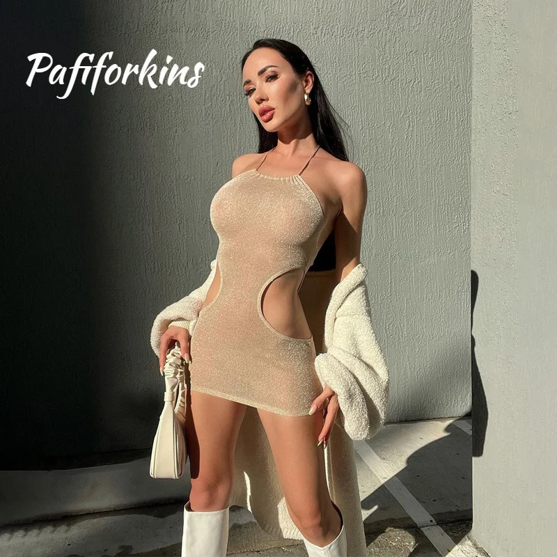 Woman Dress Sexy Club Sheath Hollow Out Solid Sleeveless Neck-mounted Party Backless Vintage Womens Formal Dresses
Woman Dress Sexy Club Sheath Hollow Out Solid Sleeveless Neck-mounted Party Backless Vintage Womens Formal Dresses