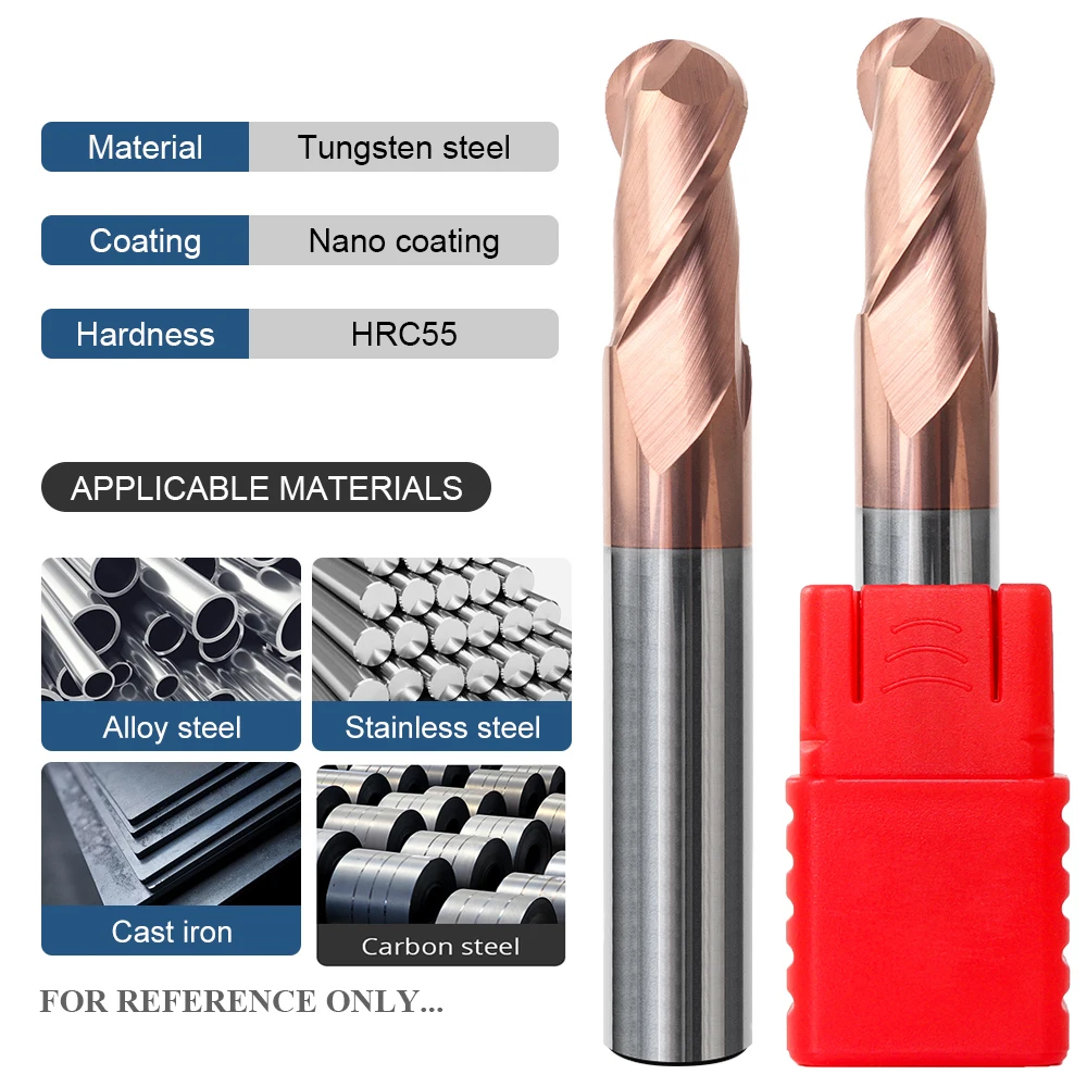 MEHRETU HRC55/65 сферические концевые фрезы 2 фрезы твердосплавный радиус R0.5-R10 фрезерные инструменты с ЧПУ спиральная фреза по металлу
MEHRETU HRC55/65 сферические концевые фрезы 2 фрезы твердосплавный радиус R0.5-R10 фрезерные инструменты с ЧПУ спиральная фреза по металлу