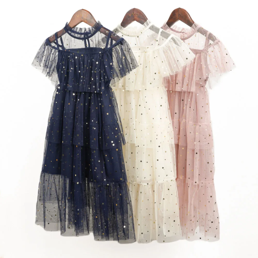 2022 New Long Style Summer Girls Dress Sequin Stars Decoration Mesh Princess Dress For 4-12 Years Old Kids Party Cake Dress
2022 New Long Style Summer Girls Dress Sequin Stars Decoration Mesh Princess Dress For 4-12 Years Old Kids Party Cake Dress
