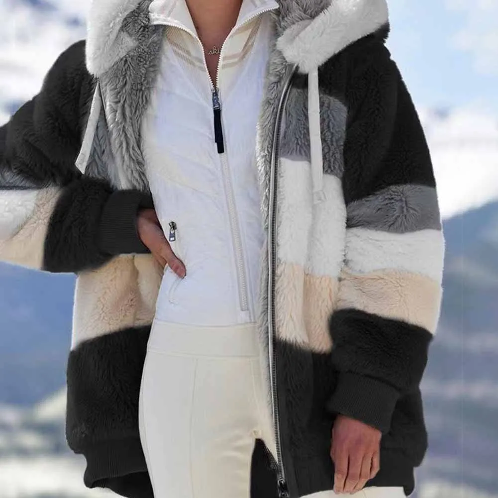 Oversize Women Warm Teddy Bear Thick Check Warm Fluffy Coat Ladies Fleece Zip Jacket Outwear Hooded Elegant Fashion Jacket
Oversize Women Warm Teddy Bear Thick Check Warm Fluffy Coat Ladies Fleece Zip Jacket Outwear Hooded Elegant Fashion Jacket