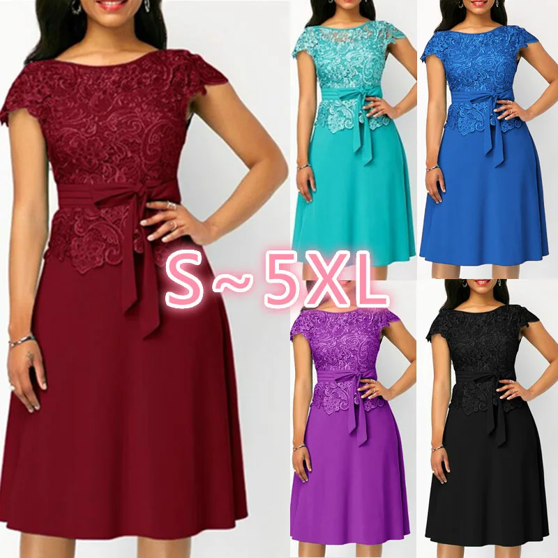 Elegant Lace Bridesmaid Dress For Women Summer O Neck Short Sleeve Sashes High Waist A Line Ladies Sexy Evening Party Dresses
Elegant Lace Bridesmaid Dress For Women Summer O Neck Short Sleeve Sashes High Waist A Line Ladies Sexy Evening Party Dresses