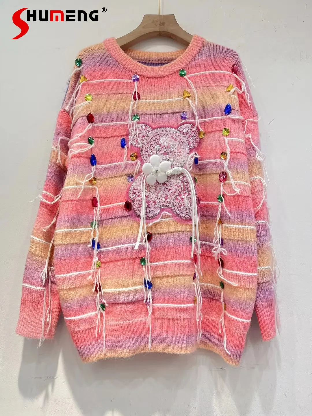 Diamond Printed Knitted Pullover Spring Autumn New Rainbow Color Lazy Long Sleeve Knitwear Round Neck Sweet Outer Wear Sweater
Diamond Printed Knitted Pullover Spring Autumn New Rainbow Color Lazy Long Sleeve Knitwear Round Neck Sweet Outer Wear Sweater