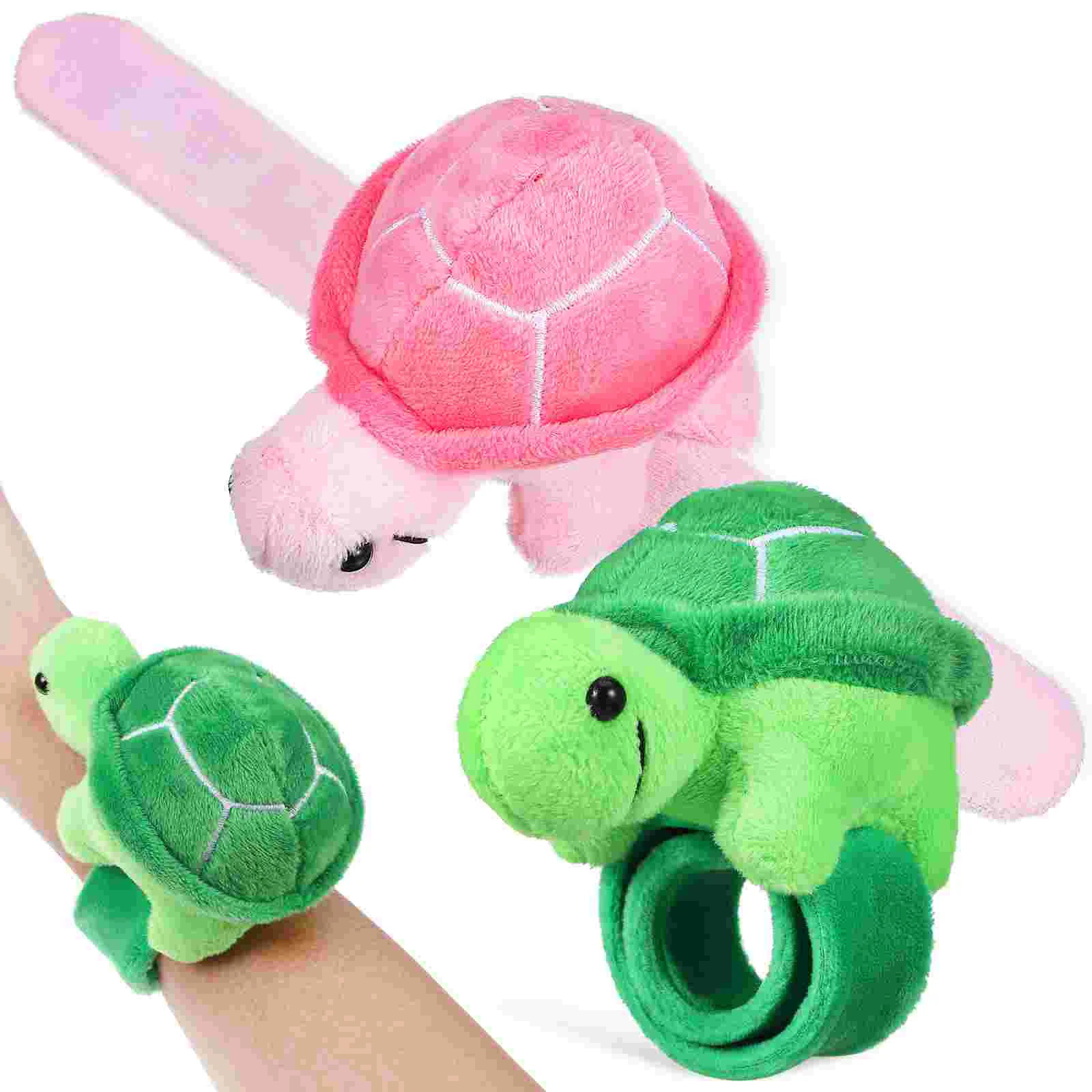 

2pcs Slap Bracelets Plush Animal Wristbands Adorable Turtle Snap Bracelets Party Favors Classroom Prizes