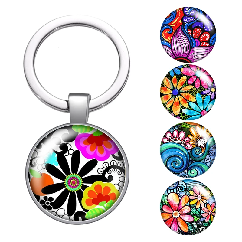 LE Colorful Flowers Patterns Daisy Glass Cabochon Keychain Bag Car Key Chain Ring Holder Silver Color Keychains For Man Women
LE Colorful Flowers Patterns Daisy Glass Cabochon Keychain Bag Car Key Chain Ring Holder Silver Color Keychains For Man Women