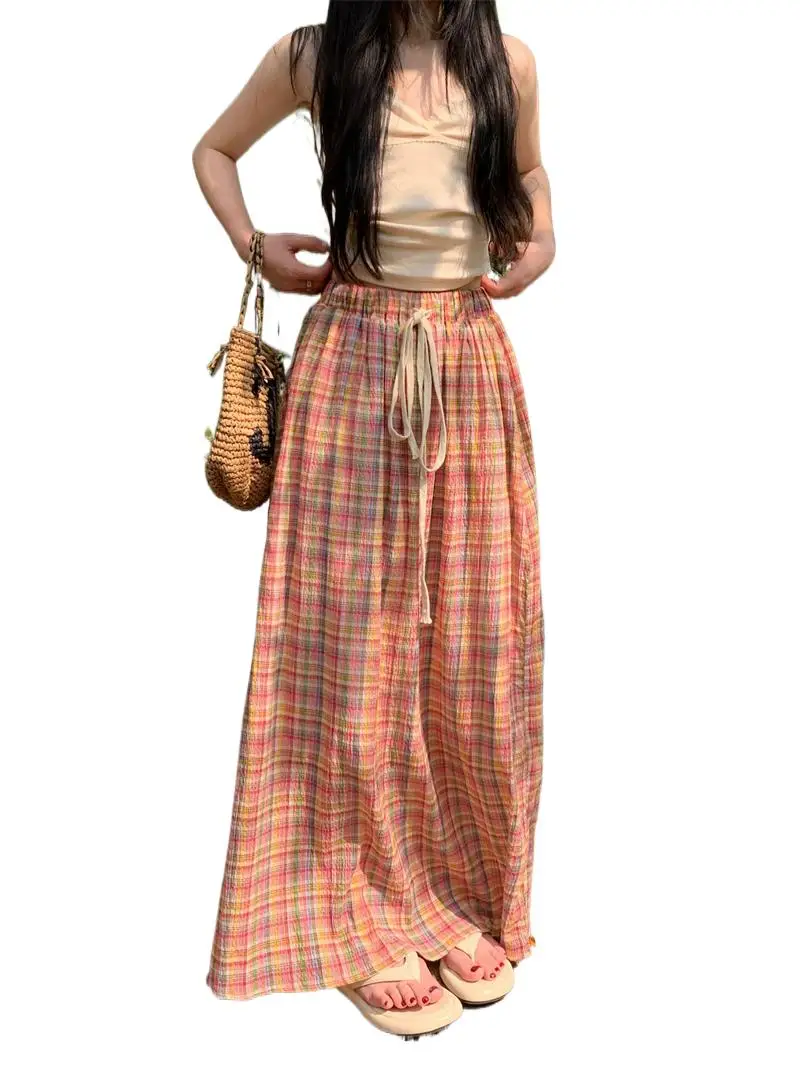 Женская длинная юбка-макси в стиле бохо, с высокой талией 
Женская длинная юбка-макси в стиле бохо, с высокой талией