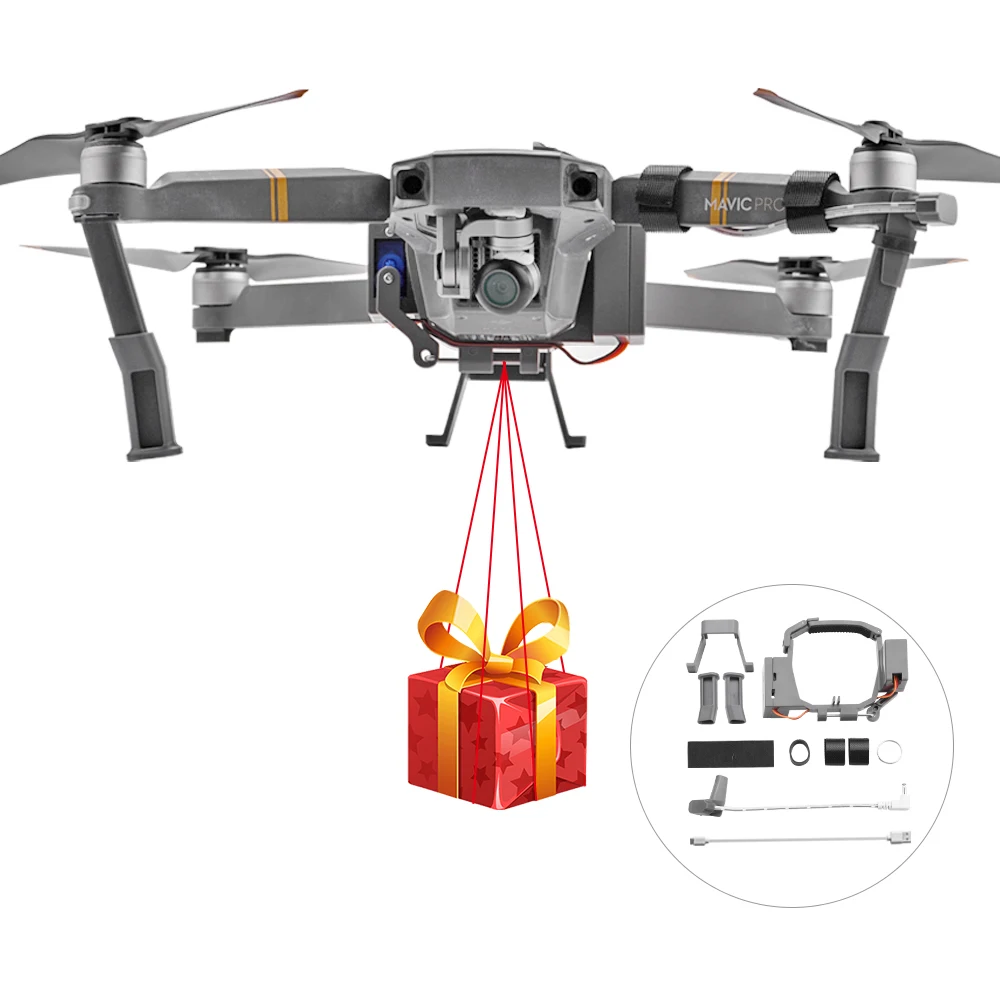Airdrop System For DJI Mavic Pro Drone Fishing Bait Wedding Ring Gift Deliver Life Rescue Thrower Device Drone Accessories
Airdrop System For DJI Mavic Pro Drone Fishing Bait Wedding Ring Gift Deliver Life Rescue Thrower Device Drone Accessories