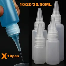 10pcs Empty Glue Bottles With Screw-On Lids Glue Applicator Squeeze Liquid Ink Oil Dropper Bottles Precision Needle Tip Bottles